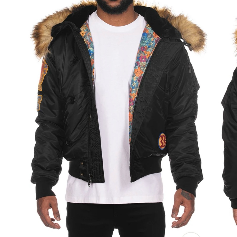 Billionaire Boys Club Blue Bomber Jacket with Fur Trim - Picture 13 of 13